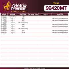 Metrix Premium Front Disc Brake Rotor Kit 92420MT OEM fit spare parts