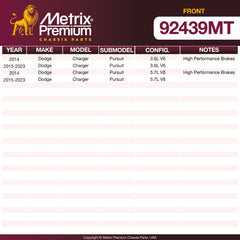 Metrix Premium Front Disc Brake Rotor Kit 92439MT OEM fit spare parts