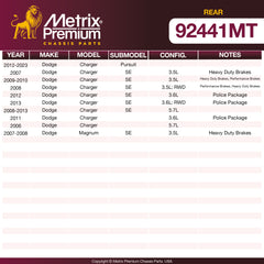 Metrix Premium Rear Disc Brake Rotor Kit 92441MT OEM fit spare parts