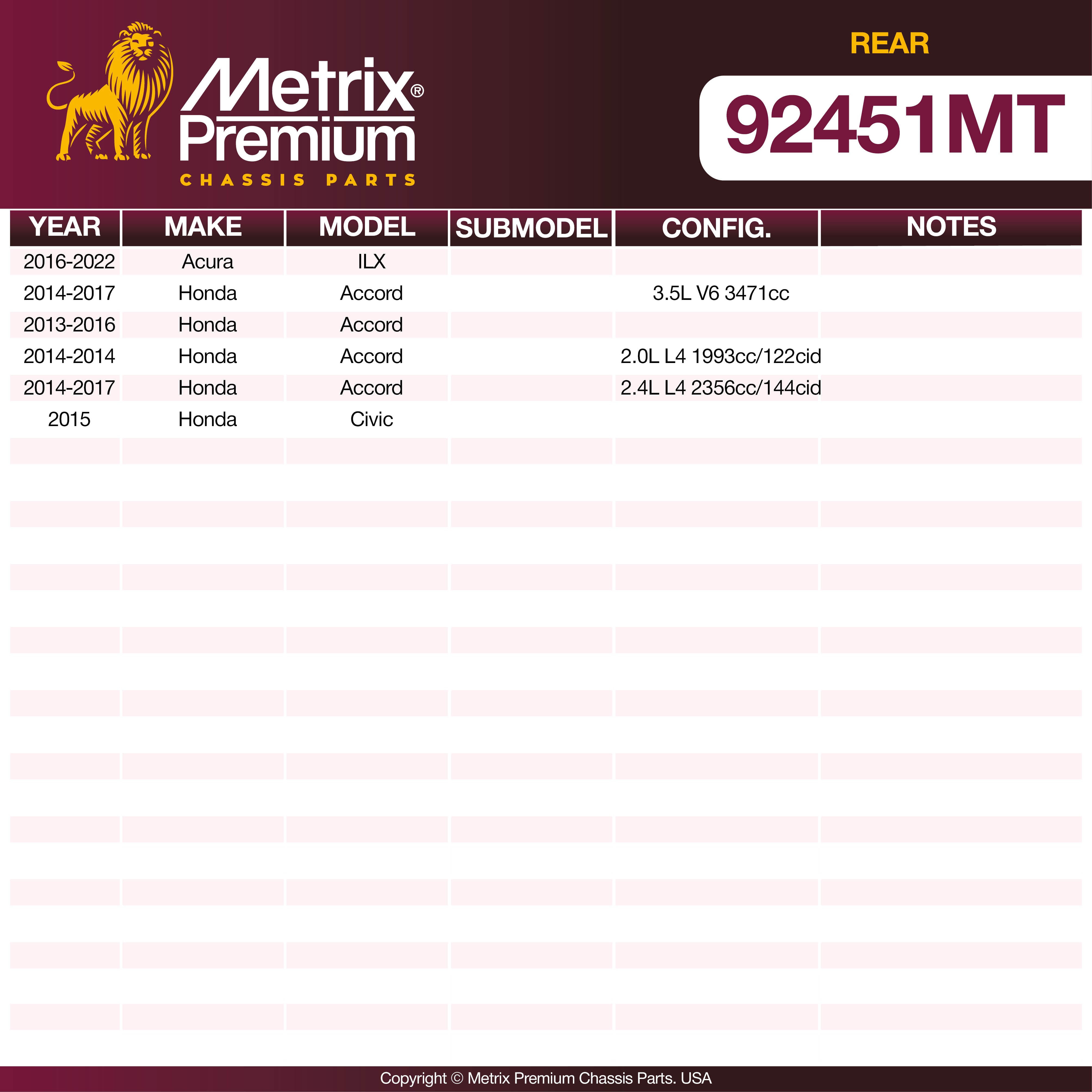 Metrix Premium Front Disc Brake Rotor Kit 92451MT OEM fit spare parts