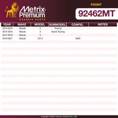 Metrix Premium Front Disc Brake Rotor Kit 92462MT OEM fit spare parts