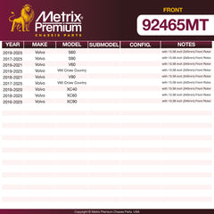 Metrix Premium Front Disc Brake Rotor Kit 92465MT OEM fit spare parts