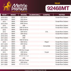 Metrix Premium Rear Disc Brake Rotor Kit 92468MT OEM fit spare parts