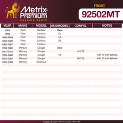 Metrix Premium Front Disc Brake Rotor Kit 92502MT OEM fit spare parts