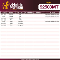Metrix Premium Front Disc Brake Rotor Kit 92503MT OEM fit spare parts