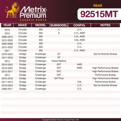 Metrix Premium Rear Disc Brake Rotor Kit 92515MT OEM fit spare parts