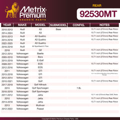 Metrix Premium Rear Disc Brake Rotor Kit 92530MT OEM fit spare parts