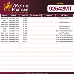 Metrix Premium Front Disc Brake Rotor Kit 92542MT OEM fit spare parts