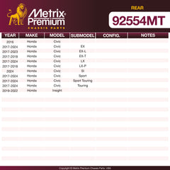 Metrix Premium Rear Disc Brake Rotor Kit 92554MT OEM fit spare parts