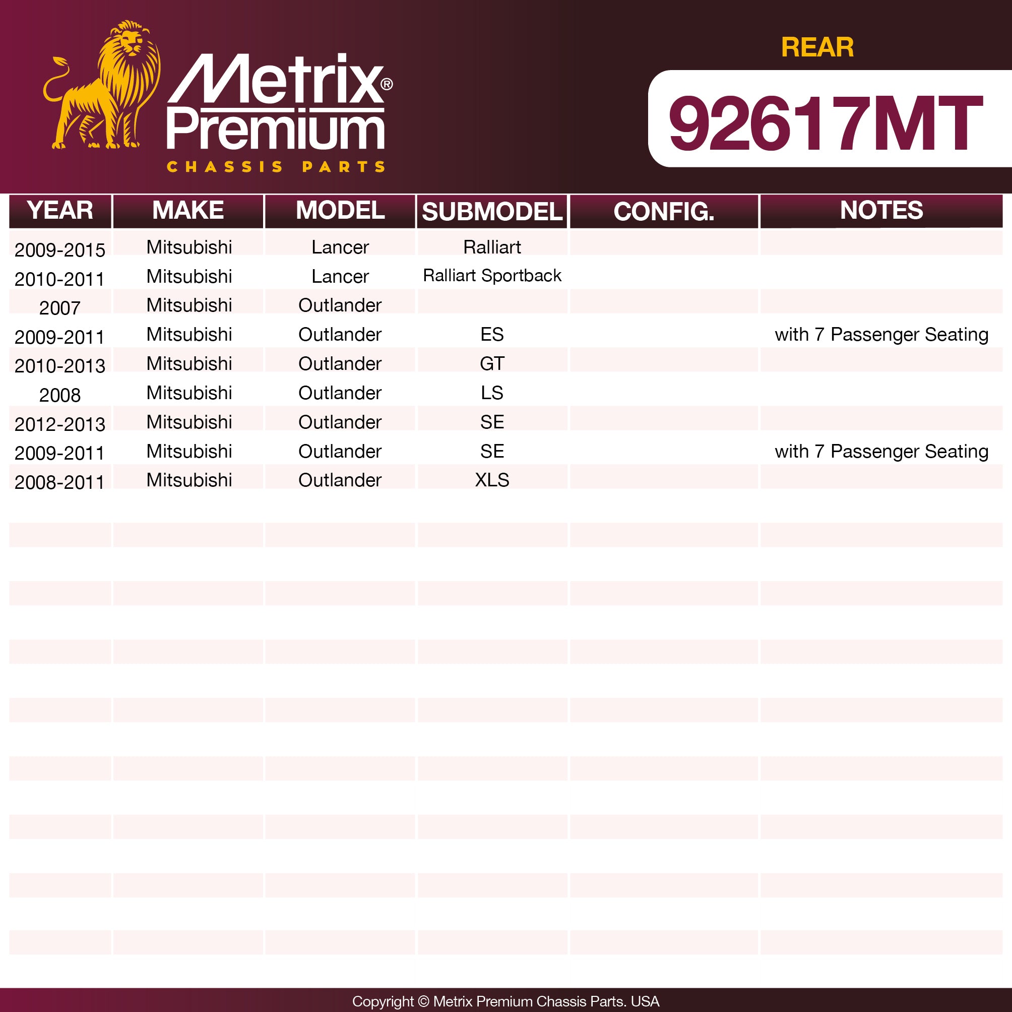 Metrix Premium Rear Disc Brake Rotor Kit 92617MT OEM fit spare parts