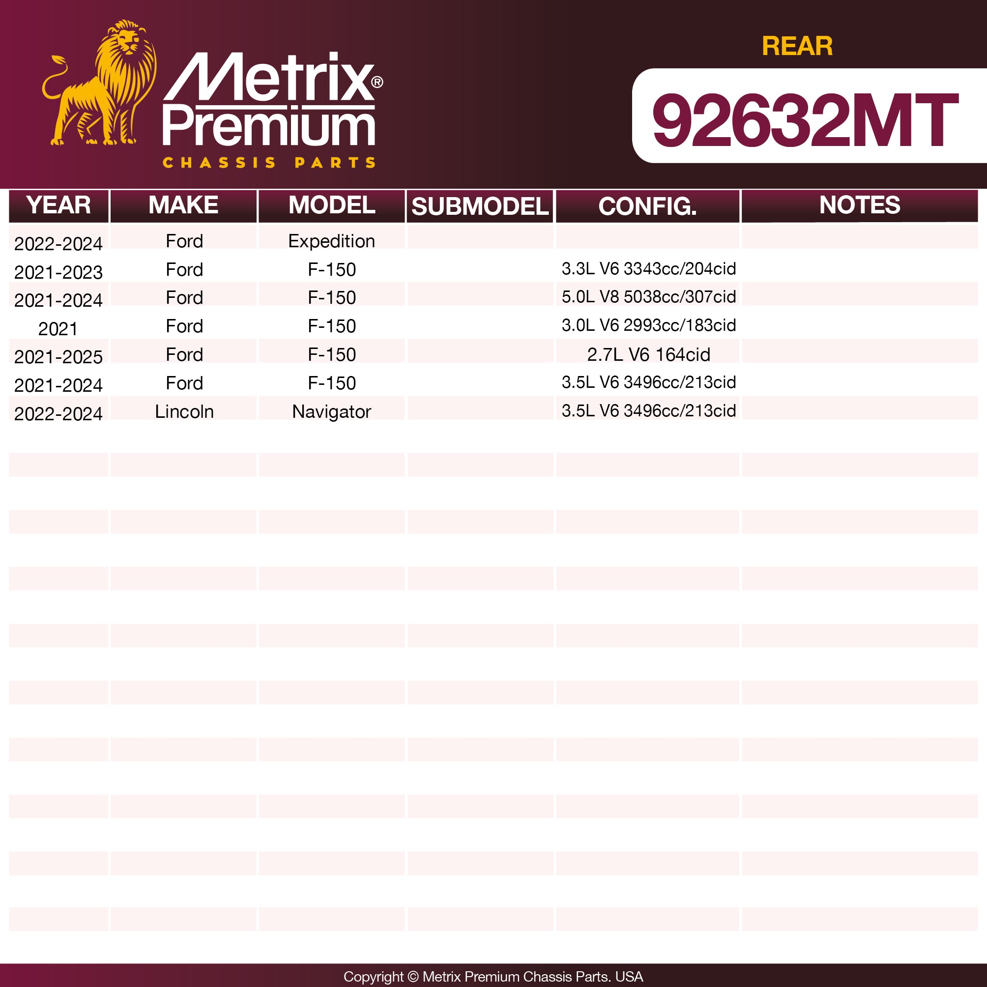 Metrix Premium Rear Disc Brake Rotor Kit 92632MT OEM fit spare parts