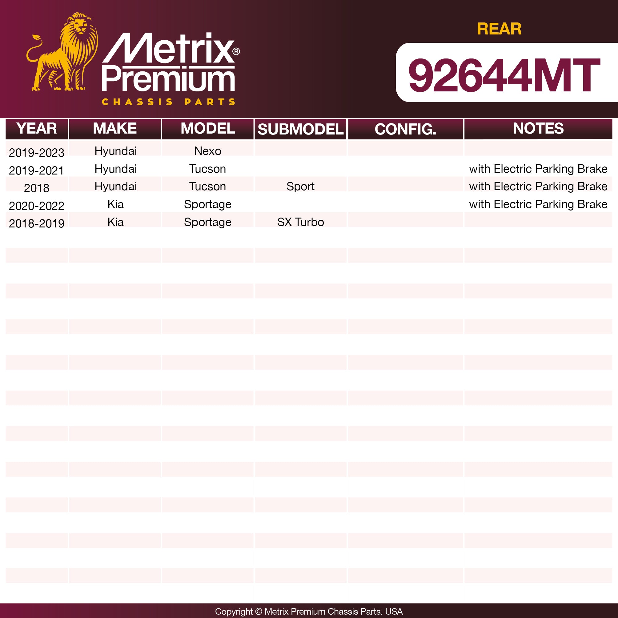 Metrix Premium Rear Disc Brake Rotor Kit 92644MT OEM fit spare parts