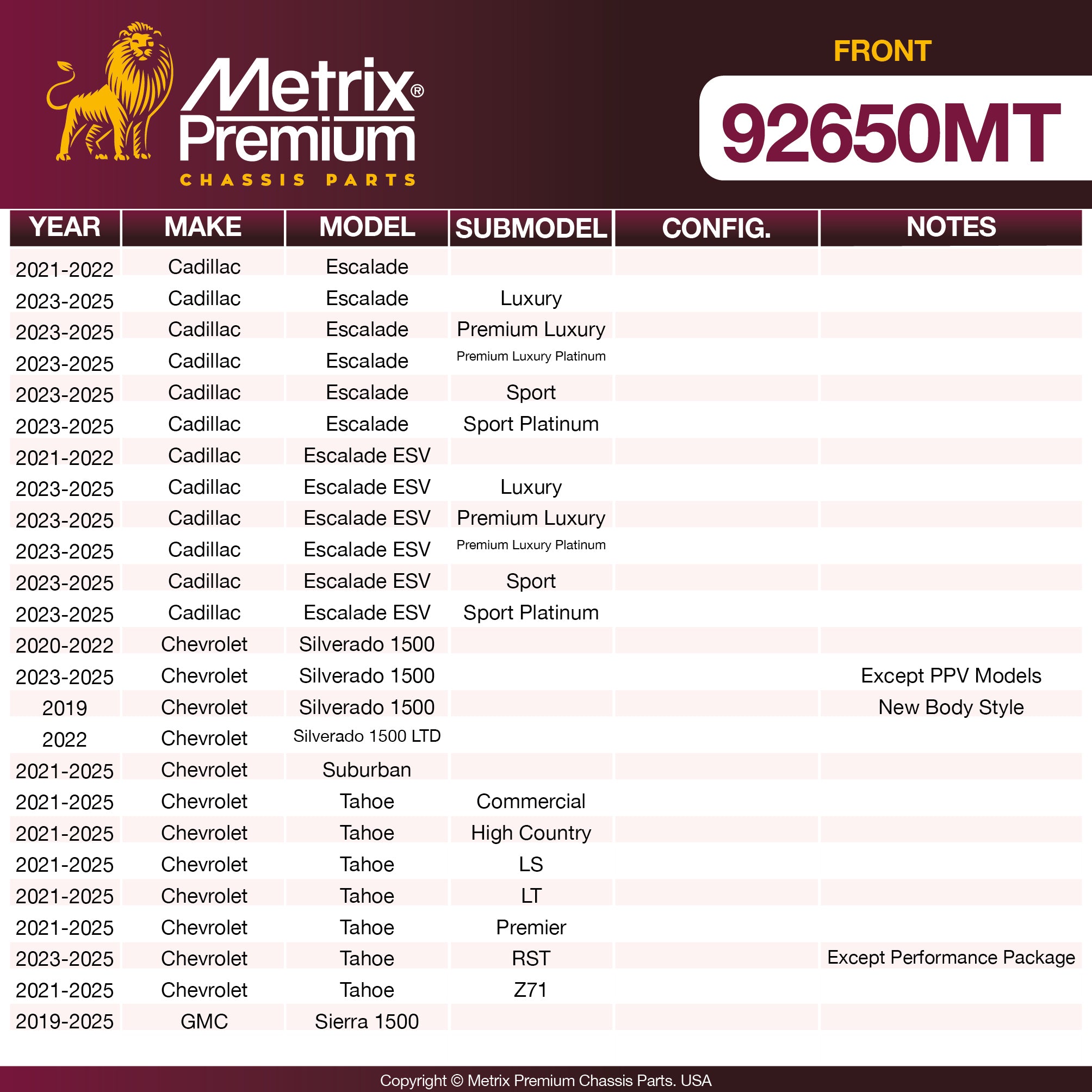 Metrix Premium Front Disc Brake Rotor Kit 92650MT OEM fit spare parts