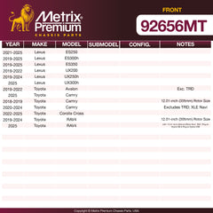 Metrix Premium Front Disc Brake Rotor Kit 92656MT OEM fit spare parts