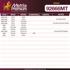 Metrix Premium Front Disc Brake Rotor Kit 92666MT OEM fit spare parts