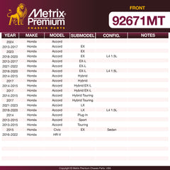 Metrix Premium Front Disc Brake Rotor Kit 92671MT OEM fit spare parts