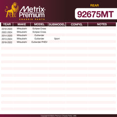 Metrix Premium Rear Disc Brake Rotor Kit 92675MT OEM fit spare parts