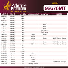 Metrix Premium Rear Disc Brake Rotor Kit 92676MT OEM fit spare parts