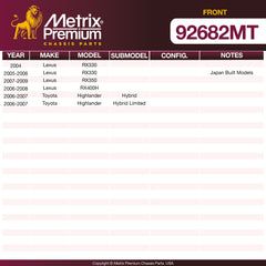 Metrix Premium Front Disc Brake Rotor Kit 92682MT OEM fit spare parts