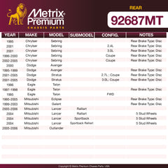Metrix Premium Rear Disc Brake Rotor Kit 92687MT OEM fit spare parts