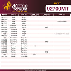 Metrix Premium Front Disc Brake Rotor Kit 92700MT OEM fit spare parts