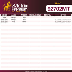 Metrix Premium Front Disc Brake Rotor Kit 92702MT OEM fit spare parts