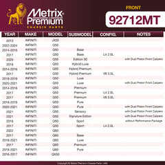 Metrix Premium Front Disc Brake Rotor Kit 92712MT OEM fit spare parts