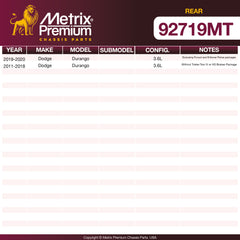 Metrix Premium Rear Disc Brake Rotor Kit 92719MT OEM fit spare parts