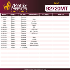 Metrix Premium Rear Disc Brake Rotor Kit 92720MT OEM fit spare parts
