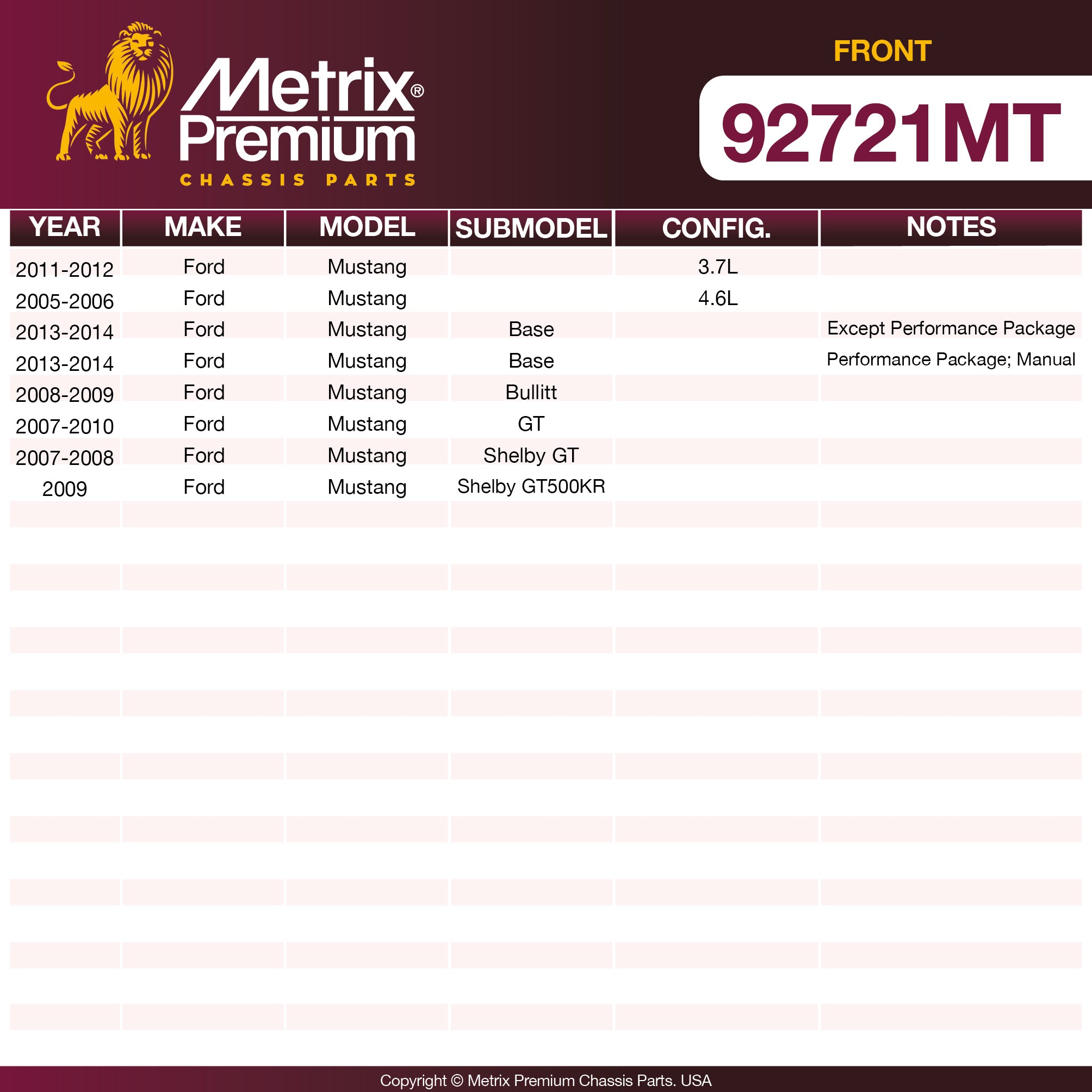 Metrix Premium Front Disc Brake Rotor Kit 92721MT OEM fit spare parts