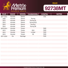 Metrix Premium Rear Disc Brake Rotor Kit 92738MT OEM fit spare parts