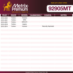 Metrix Premium Chassis Parts Rear Left & Right Upper Control Arm and Ball Joint Assembly Kit 92905MT OEM fit auto parts