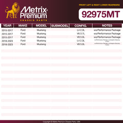 Metrix Premium Front Left & Right Lower Rearward Control Arm And Ball Joint Assembly Kit 92975MT OEM fit spare parts