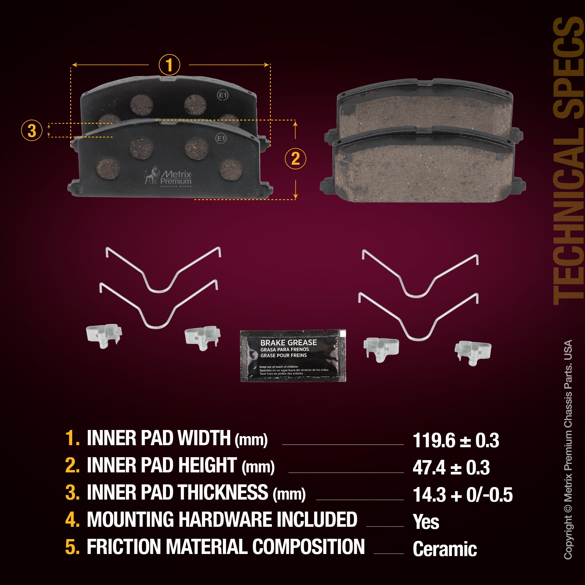 Metrix Premium Front Disc Brake Pad Set 93336MC aftermarket car parts