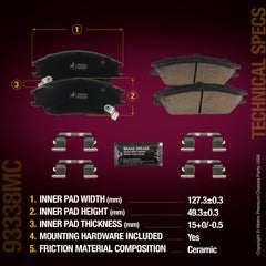 Metrix Premium Chassis Parts Front Disc Brake Pad Set 93338MC aftermarket car parts