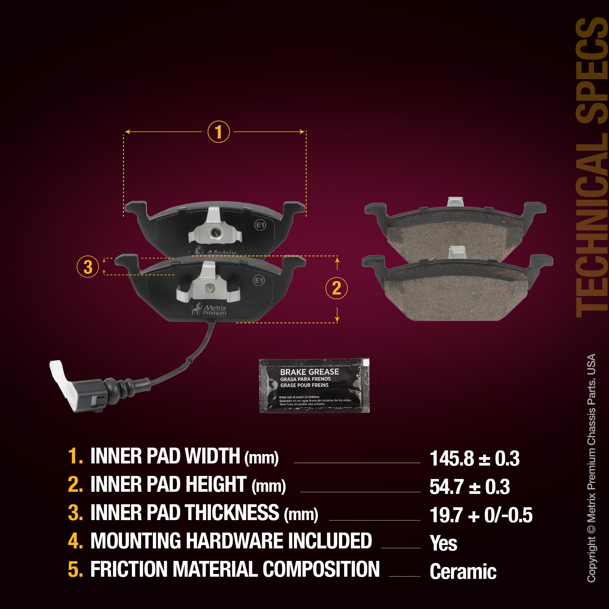 Metrix Premium Front Disc Brake Pad Set 93356MC aftermarket car parts