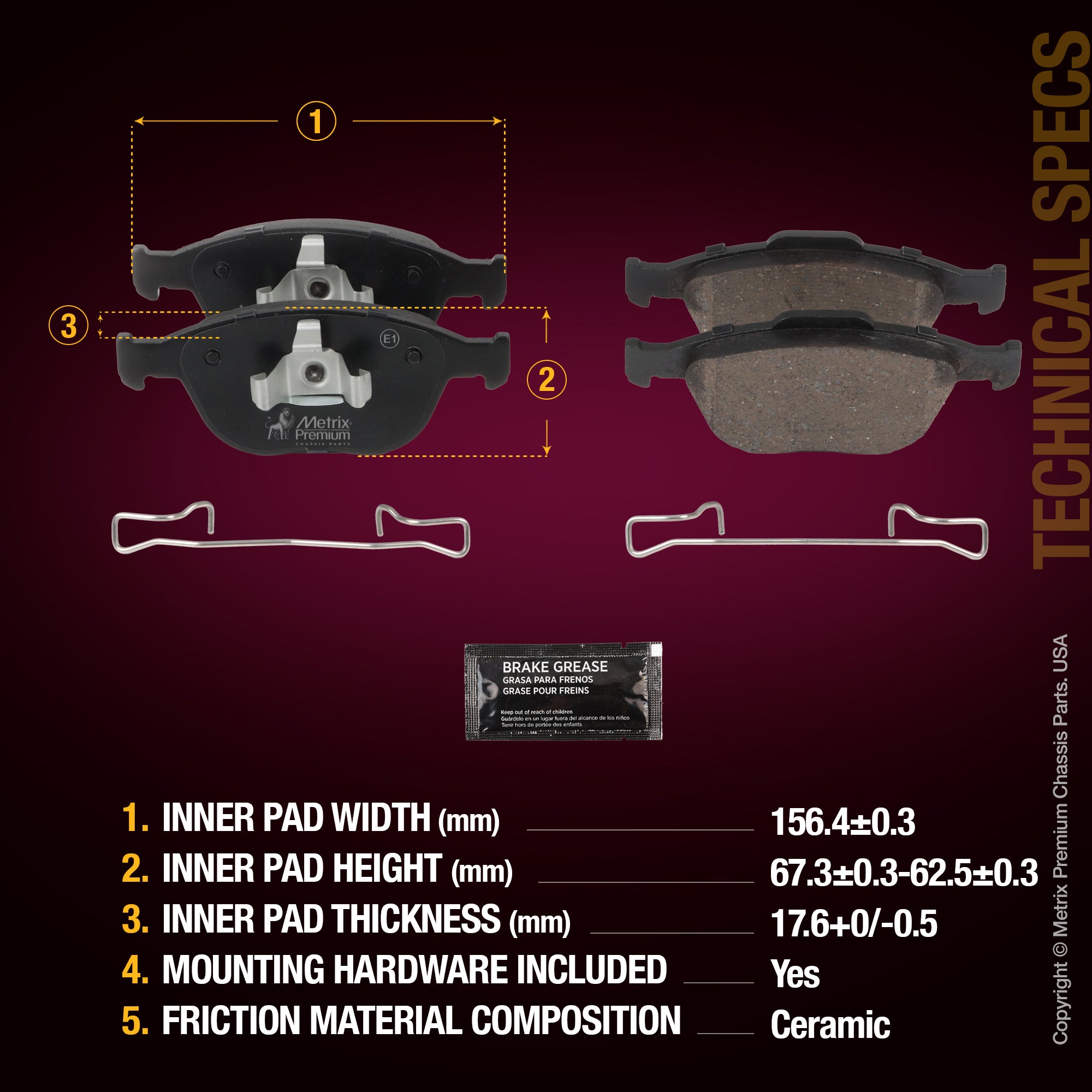 Metrix Premium Front Disc Brake Pad Set 93361MC aftermarket car parts