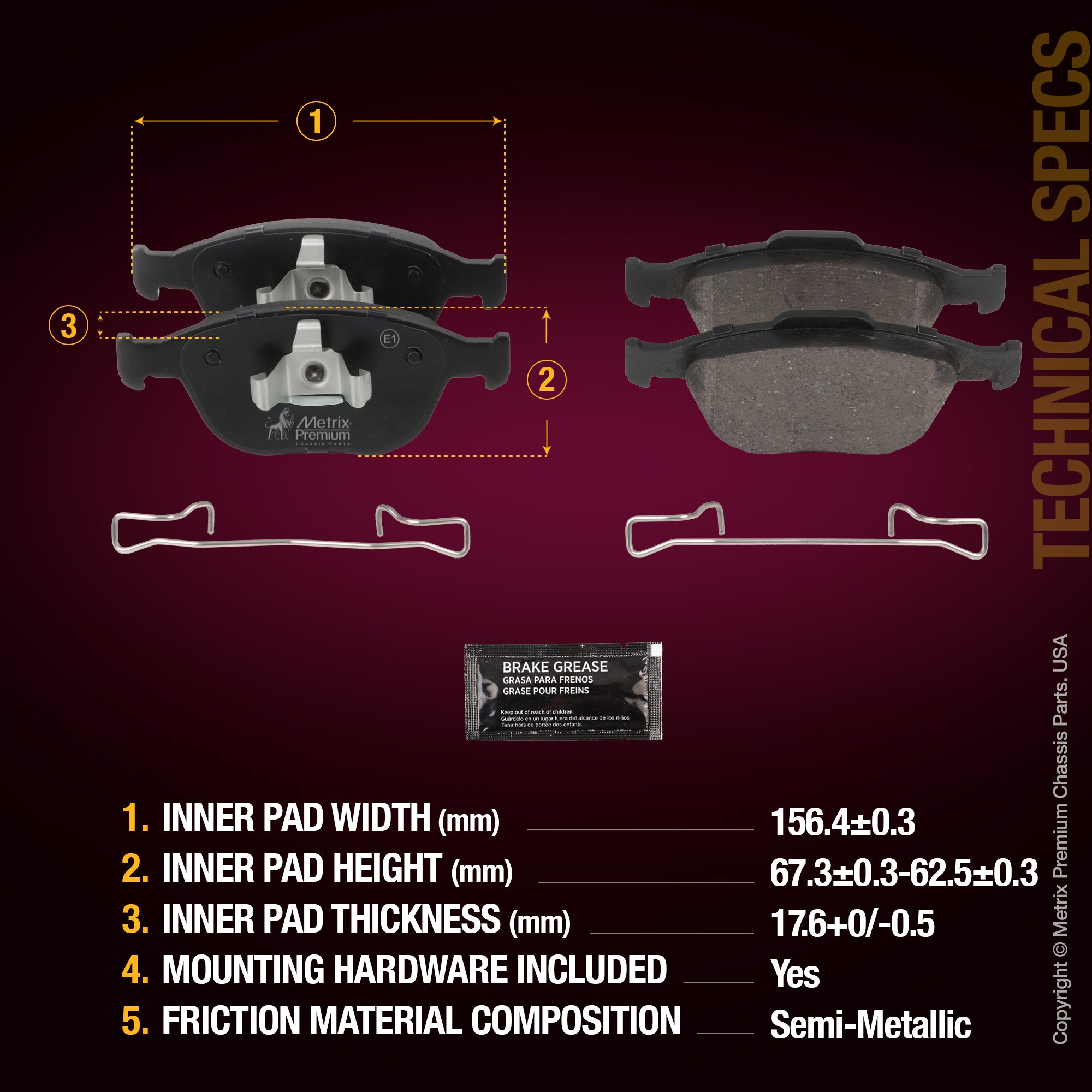 Metrix Premium Front Disc Brake Pad Set 93361MS aftermarket car parts