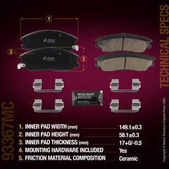 Metrix Premium Chassis Parts Front Disc Brake Pad Set 93367MC aftermarket car parts