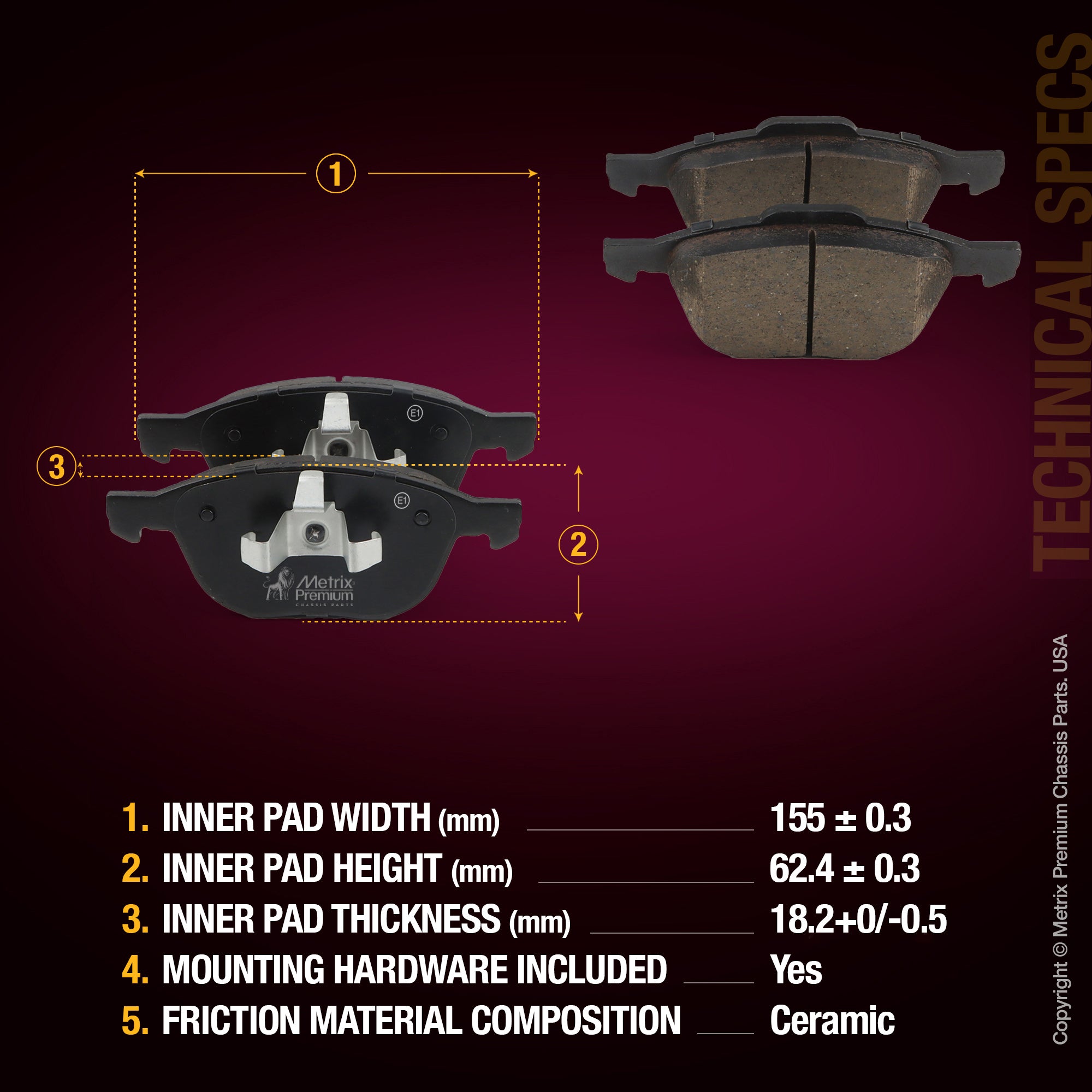 Metrix Premium Front Disc Brake Pad Set 93375MC suspension steering brake parts