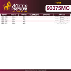 Metrix Premium Front Disc Brake Pad Set 93375MC aftermarket car parts