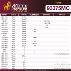 Metrix Premium Front Disc Brake Pad Set 93375MC OEM fit spare parts