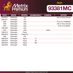 Metrix Premium Rear Disc Brake Pad Set 93381MC aftermarket car parts