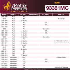 Metrix Premium Rear Disc Brake Pad Set 93381MC OEM fit spare parts