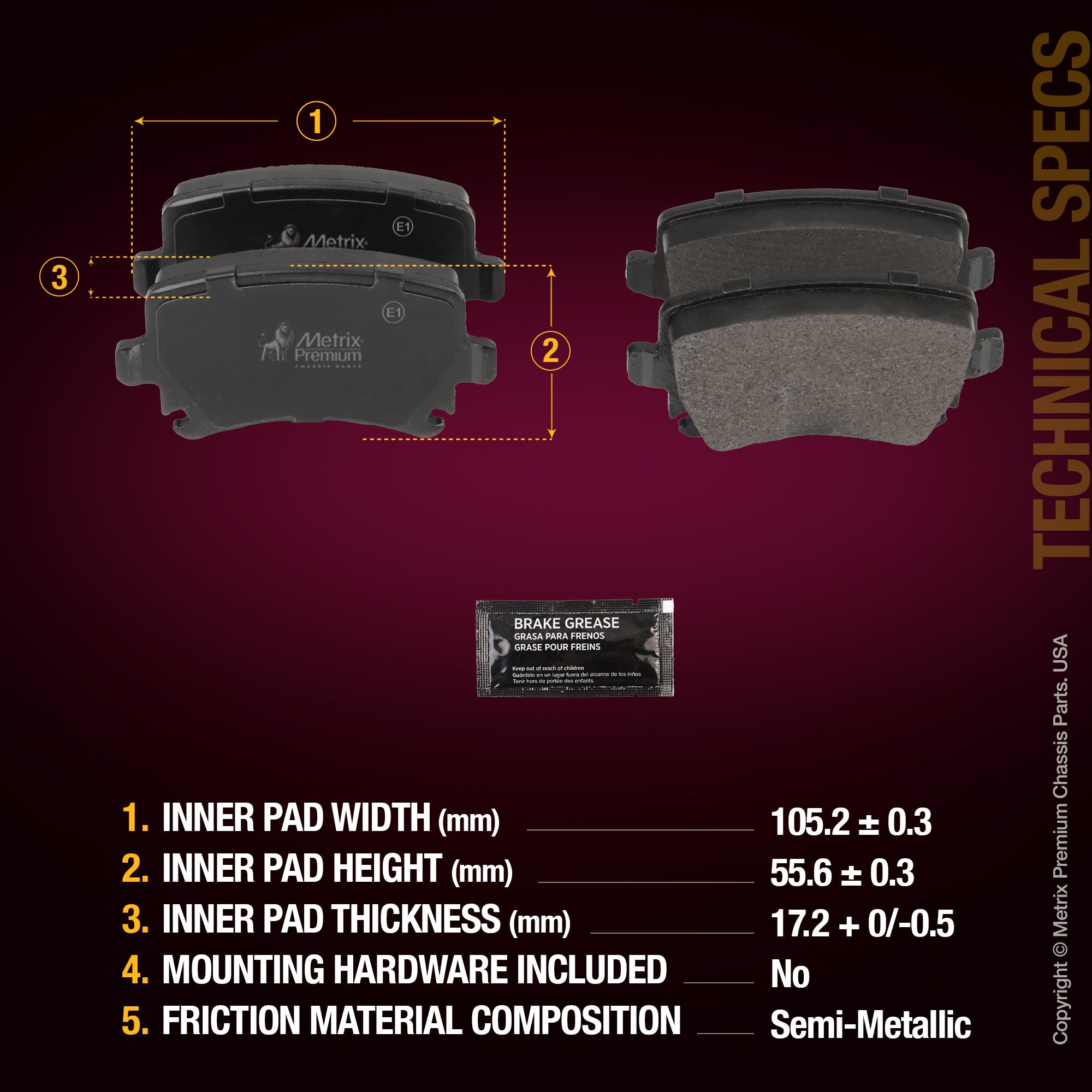Metrix Premium Rear Disc Brake Pad Set 93381MS suspension steering brake parts