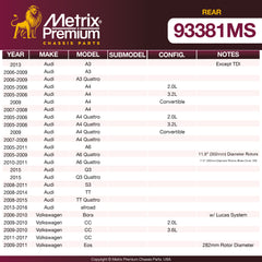 Metrix Premium Rear Disc Brake Pad Set 93381MS OEM fit spare parts