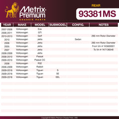 Metrix Premium Rear Disc Brake Pad Set 93381MS aftermarket car parts
