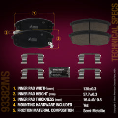 Metrix Premium Chassis Parts Front Disc Brake Pad Set 93382MS aftermarket car parts