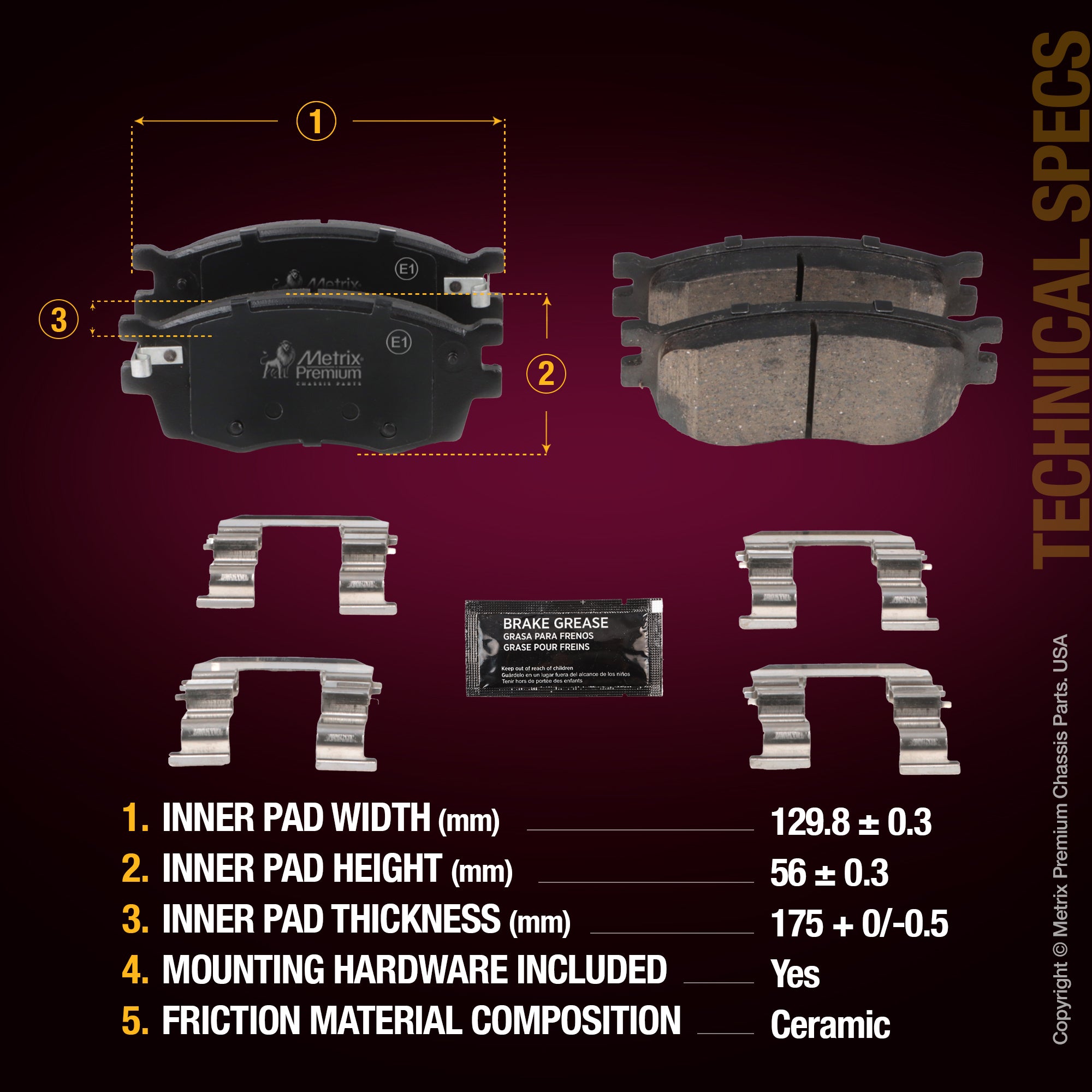 Metrix Premium Chassis Parts Front Disc Brake Pad Set 93387MC OEM fit auto parts