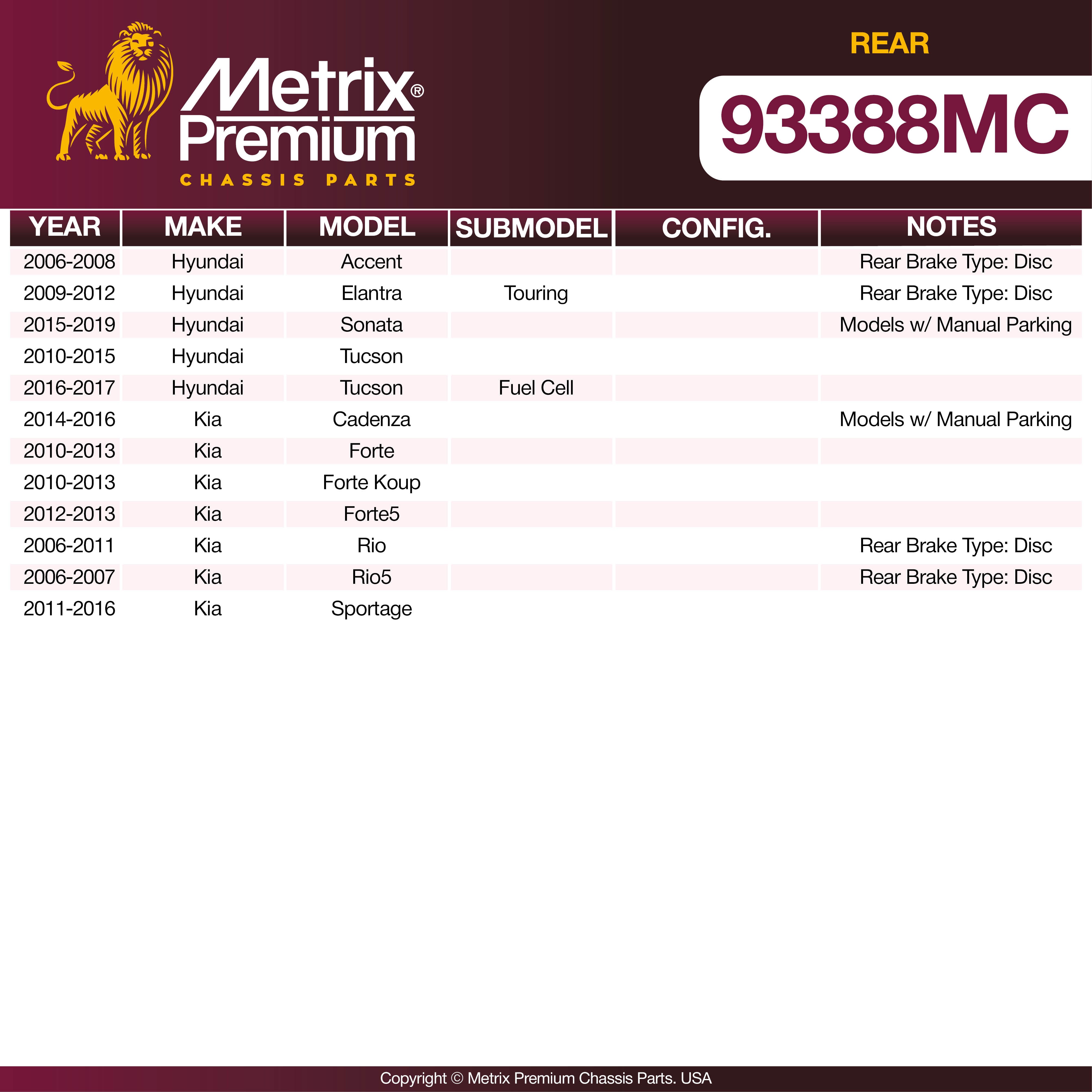 Metrix Premium Rear Disc Brake Pad Set 93388MC OEM fit spare parts